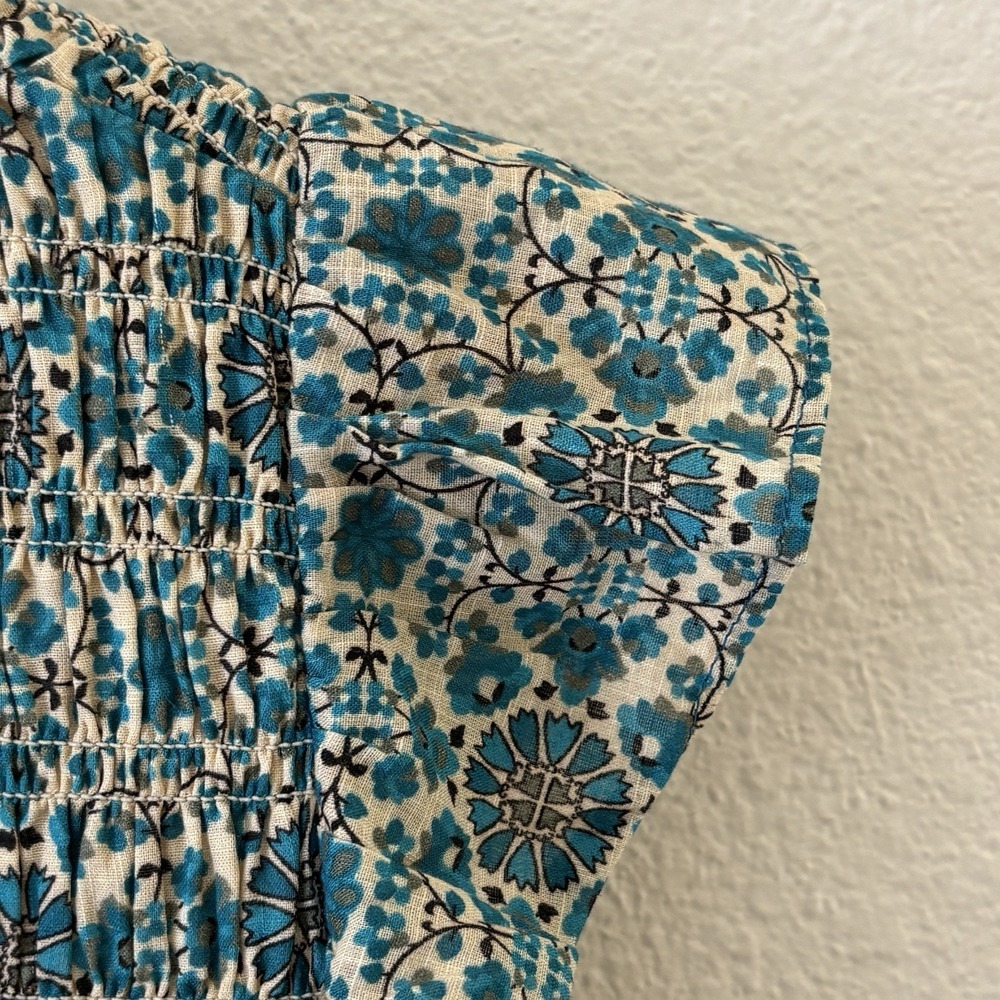 Anthropologie Peregrine Midi Dress S Teal Floral Boho Tiered Ruffle Festival - Picture 2 of 12